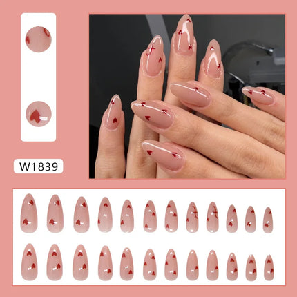 Thousands Stars 24 Pcs Press on Nails Pink Nail Polish Glossy Artificial Finger Manicure Reusable False Nails for Women