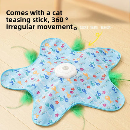 Cat Toys Interactive Hide and Seek Cat Toy with Mouse Cat Hunting Cover Sound Intelligent Toy Concealed Feathers Cat Teaser Toy