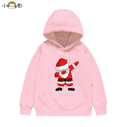 Christmas Reindeer Bear Santa Claus Children Hooded Sweatshirt Boy Girl Autumn Winter Daily Outdoor Casual Loose Warm Sportswear