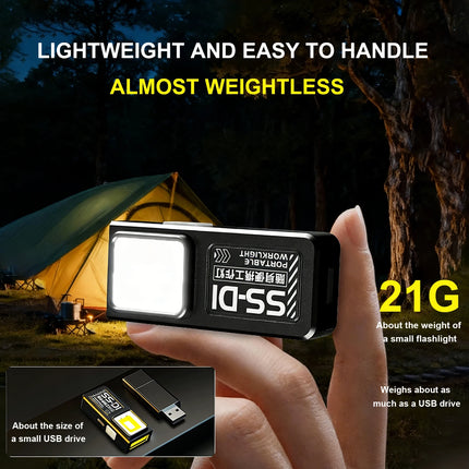 Portable LED Flashlight Super Bright Mini Rechargeable LED Tail Magnet Torch with COB Side Emergency Light for Camping Hiking ﻿