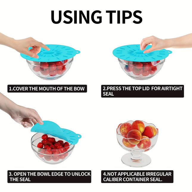 5-Piece Silicone Lids, Heat-Resistant Microwave Splash-Proof Lids, Silicone Pot Lids, Cup Lids, Reusable Silicone Suction Lids for Food Storage, Suitable for Bowls, Cups, Frying Pans, Plates, Pots, Skillets, Stoves, Ovens, Re