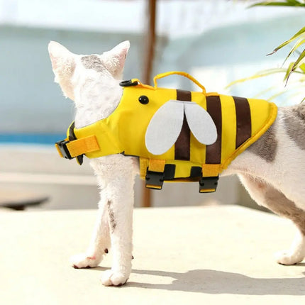 Cat Life Vest Little Bee Pet Dog Life Jacket Soft Adjustable Dog Swimming Clothes Breathable Summer Swimwear Clothes Outdoor