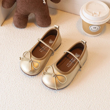 Girls' Loafer Shoes Round-toe Versatile Kids Leather Shoe Spring Autumn Bowknot New Children's Flats for Princess Ballet Fashion