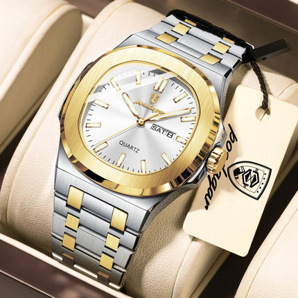 POEDAGAR Exquisite Fashion Men's Watches Waterproof Luminous Date Week Men Watch Stainless Steel Quartz Casual Classic Man Watch