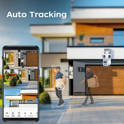JOOAN 6K 12MP WiFi Outdoor Camera Three Len AI Motion Tracking PTZ  Video Camera Security Protection Waterproof Surveillance