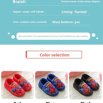 Cartoon Printed Spider-man Cotton Slippers For Children's Shoes Fashion New Style Warmth Autumn Winter Indoor Kids Boys Slippe