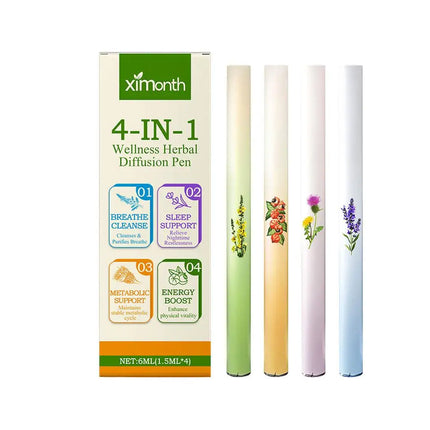 4pcs Air Freshener Pen Relaxation Sensory Clear Breathing Good Mind Freshening Fragrance Aromatherapy Diffuser Lung Cleaning Pen