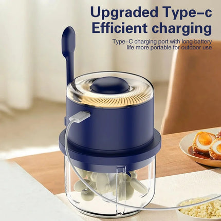 Electric Garlic Mincer & Crusher Multi-Function Vegetable & Fruit Mini Garlic Peeler 6-Blade Meat Grinder