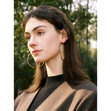 Yhpup 25/30/40/50/60/70mm Minimalist C-Shape Round Daily Hoop Earrings Stainless Steel Versatile Popular PVD Waterproof Jewelry