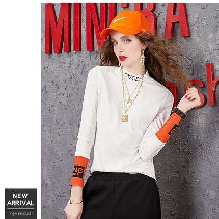 Autumn New Women's Long-sleeved T-shirt Half-high Collar Women's Top Woman clothing Female clothing