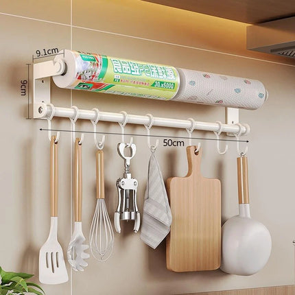 Stainless Steel Kitchen Utensil Shelves Spoon Holder Dishcloth Rack Shelf Wall Kitchen Roll Holder Multi-Purpose Films Hooks