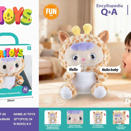 AITOYS Cute AI Interactive Rabbit Plush Doll Multilingual Voice Chat Electronic Pet Toy For Kids Aged 3+ Home Companion Play
