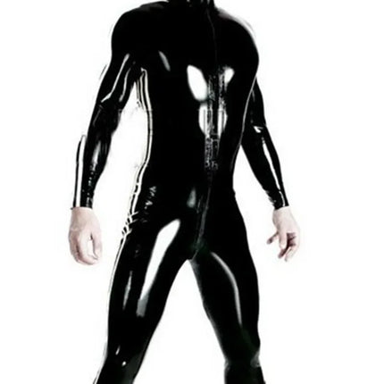 Oversized S-4XL Sexy Lingerie Men's Catsuit Faux Leather Front Zipper Crotch Bodysuit Gay Fetish Costumes Erotic Lingerie Jumpsuit