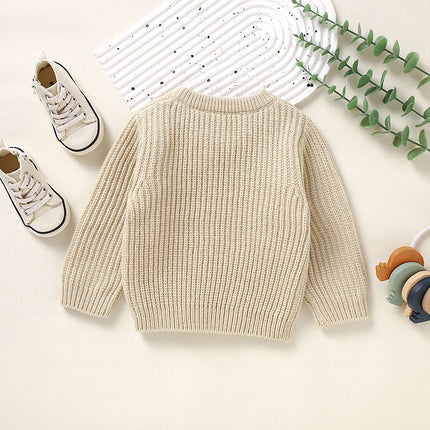 Baby Sweaters Casual Crew Neck Long Sleeve Knitted Newborn Boys Girls Pullovers 1-3Y Infant Unisex Solid Knitwear Toddler Jumper