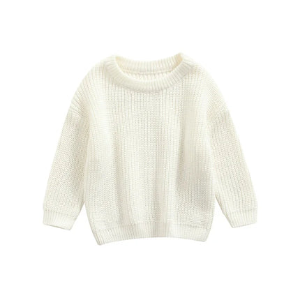 Autumn Baby Girls Boys Sweaters Coat Kids Knitting Pullovers Tops Baby Boys Girls Solid Color Basic Cotton Long Sleeve Sweater