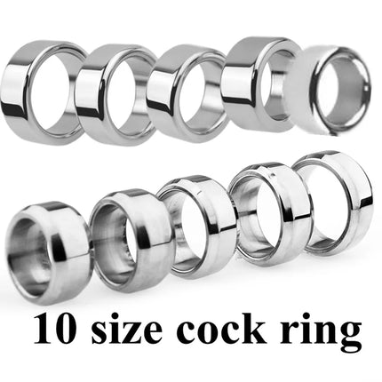 18+ Sex Toys Man 10 Size Stainless Steel Rings Metal Penis Lock Cock Ring bdsm Male penile Erection device Delay Time Penis Ring