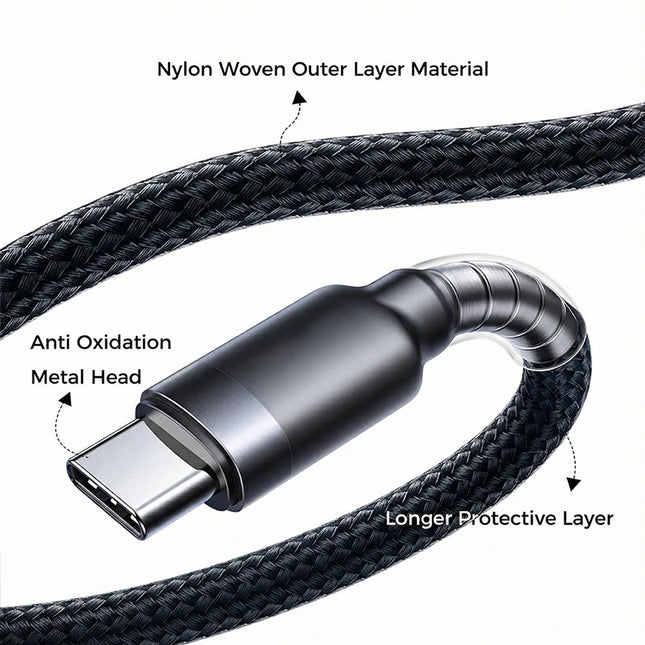 PD 60W USB Type C To C Cable 6A Fast Charging Data Cord For iPhone 17 16 15 Samsung Huawei Xiaomi 0.25M Short Power Bank Cable
