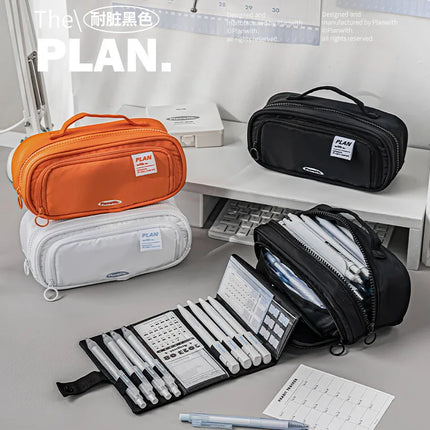Planwith Multifunction Pencil Bag,Large Capacity Retractable Storage Pen Pouch For Primary/High School Students For Various pens