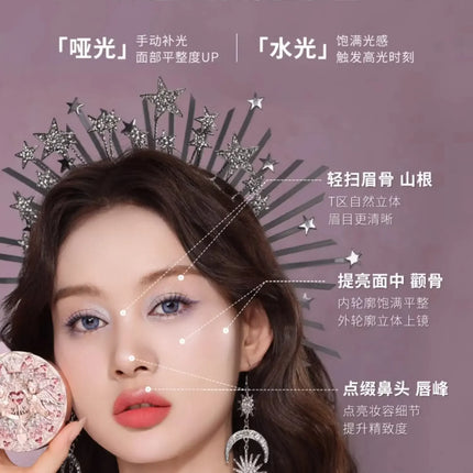 Flower Knows Little Angel Series Cosmetics 4 Color Relief Highlights Matte Shimmer Sense Delicate Contour Palette Makeup