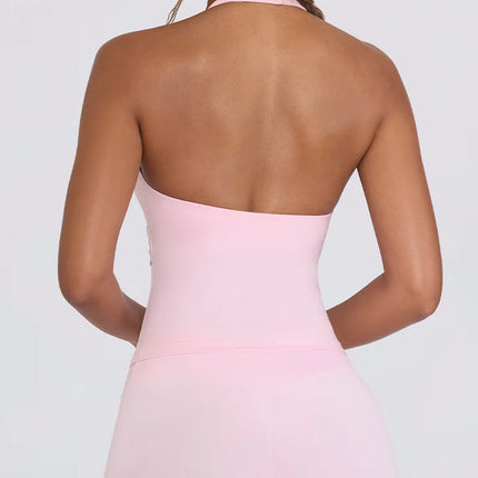 Women's Beautiful Back Nude Feeling Shock-absorbing Gathering Anti Sagging Fitness Sports Vest Suspender Neck Hanging Yoga Bra