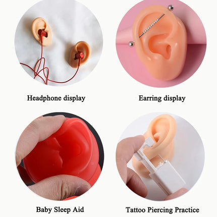 Soft Silicone Ear Model Tattoo Practice Body Jewelry Display Piercing Tools Earring Display Tool Metal Display Stand Kit