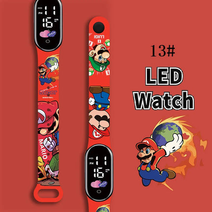 Mario Kids LED Watch Waterproof Touch Digital Bracelet Sports Wristwatch Anime Cartoon Children's Watch For Birthday Gift