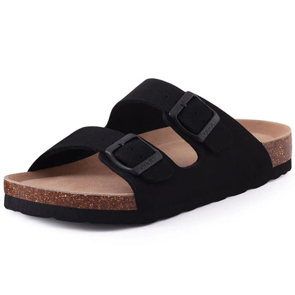 Litfun Suede Cork Clogs For Women Men Genuine Summer Clogs with Arch Support Cork Leather House Mules Shoes Thick Beach Sandals