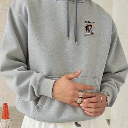 Unisex Street Pullover Hoodie Front Back Dual Print David Statue Graffiti Smiley Text Graphic 2026 Spring Clean Fit Y2K Viral