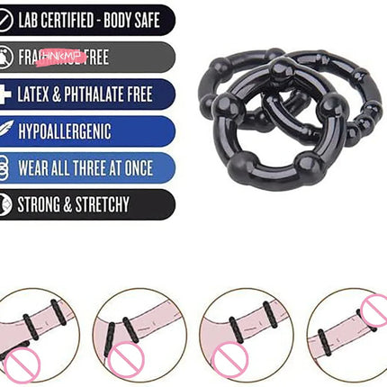 3Pcs/Set Silicone Cock Rings Set for Men Penis Enhancer Stronger Erection Delay Ejaculation Adult Sex Toys 18+