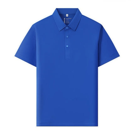 6XL Anti-Wrinkle Pearl Weave Cool Feeling  Solid Color Polo Shirt Seamless Collar  Four Button Men's T-Shirt Summer Breathable