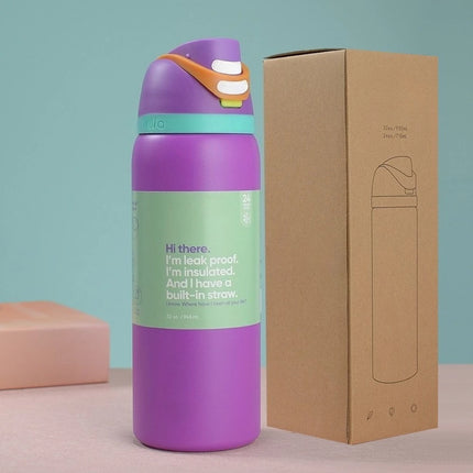 New Iced Bottle Water Bottle Stainless Steel Thermos Cup Cold Straw Iced Coffee Mug Sports Kidsren's Water Cup24Oz 32 Oz