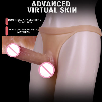 2style Silicone Hollow solid Dildo Pants Skin Feeling Male Strap-on Penis Extender Sleeve Delay Ejaculation 18+ sex toys for men