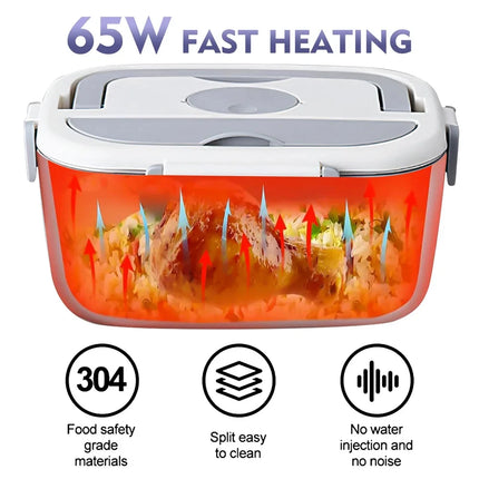 New 65W 1.5L Large Capacity 12V 24V Car Electric Lunch Box Portable Home 110V 220V Electric Lunch Box with Insulation Bag