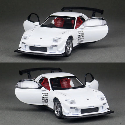 1/32 Mazda RX-7 FD3S Racing Miniature Diecast Toy Car Model Sound & Light Doors Openable Collection Gift for Children Boy Kid