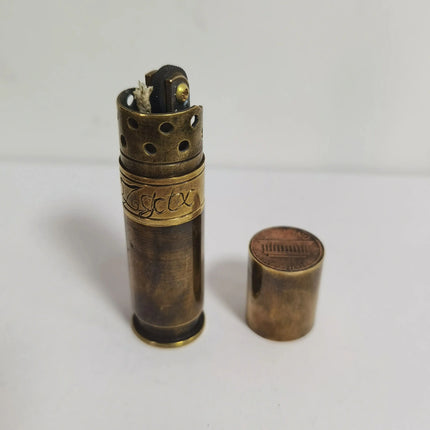 Brass Bullet Trench kerosenes  lighter Cylinder Gasolines Lighter Fuel Grinding Wheel Retro Nostalgic Isqueiro Collection Gift