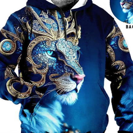 Men's Unisex Hoodie Fashion Pullover Hoodie Sweatshirt Hooded Animal Wolf Lion Dragon Tiger Print Daily 3D Print Casual Hoodies