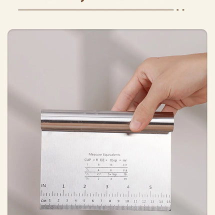 Stainless Steel Cake Scraper & Dough Cutter with Measuring Scale, DIY Dough Pastry Spatulas, Bread Baking Accessories