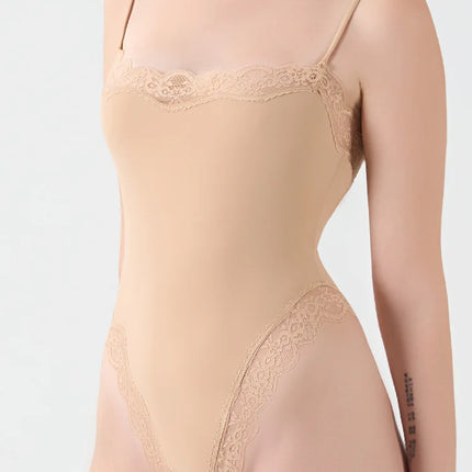 Summer Hot Girl Lace Edge Shoulder Strap Adjustable Jumpsuit Tight Fitting Vest Bodysuits Women's Sports Yoga Shapewear Camisole