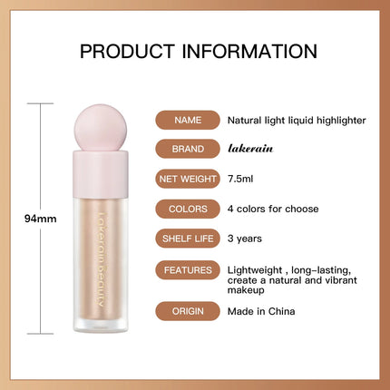 Lakerain Face Liquid Highlighter Waterproof Sweat-proof Long-lasting Golden Bronze Body Highlighter Fit&Smooth Brightening Fluid