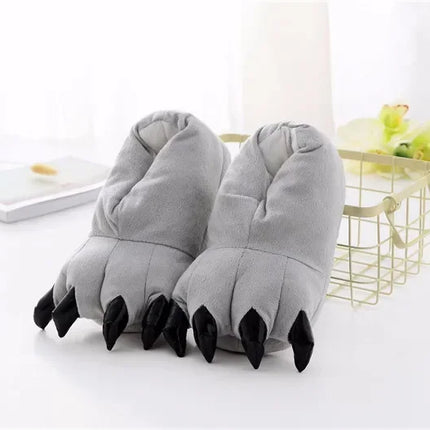 Winter Soft Warm Monster Dinosaur Paw Funny Slippers for Men Women Kids Parent-child Home House Slipper Shoes Room Cotton Shoes