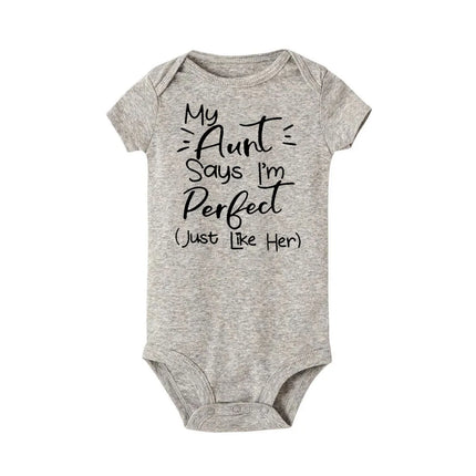 My Aunt Says I'm Perfect Letter Printed Infant Toddler Jumpsuit Summer Newborn Bodysuits Funny Auntie Baby Clothes Shower Gifts