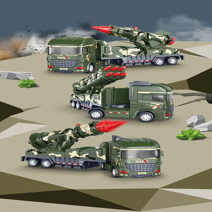 1pcs-Simulated Inertial Military Towing Truck Rocket Missile Vehicle Nuclear Cannon Model Children's Toy Car Birthday Gift