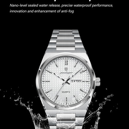 POEDAGAR Original Men's Watch Date Week Waterproof Luminous Stainless Steel Watches For Men Business Men's Quartz Wristwatch Reloj