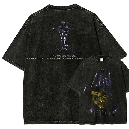Action Games Death Stranding Peripherals Print T-shirt Men Women Streetwear Y2K Fashion Tees Vinrage Washed Cotton Oversized Top