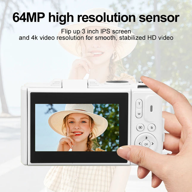 64MP Digital Photography Camera 3.0" Flip Screen WIFI 18X Digital Zoom 4K Vintage Vlog Video Recorder YouTube Webcam Cameras