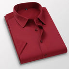 S / Wine red short-sleeved shirt
