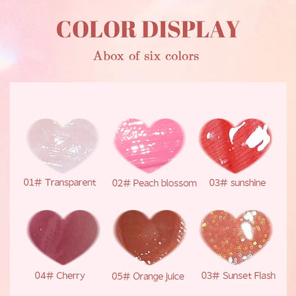 6pcs Set Small Bottle Hydrating Jelly Lip Oil Long Lasting Moisturizing Shimmer Gloss Smooth Care Non Sticky
