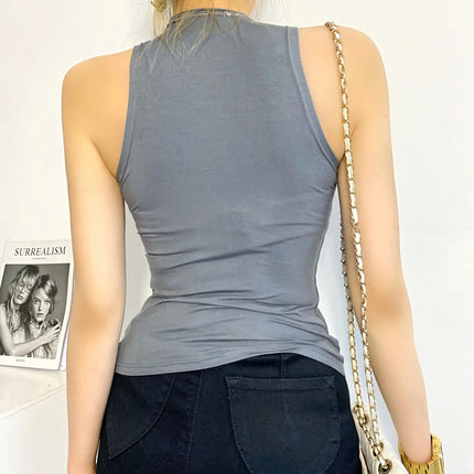 Sexy Crop Tops Black Halter Tank Top Women Summer Camis Turtleneck Camisole Fashion Casual Tube Female Sleeveless Cropped Vest