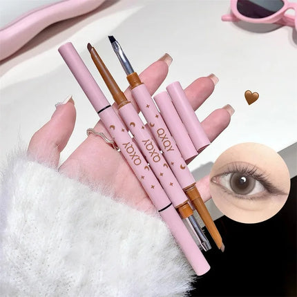 2 in 1 Punk Red Eyebrow Eyeliner GelPencil with Angled Brush Smudge-Proof Waterproof Smooth for Brow & Lying Silkworm Eye Makeup