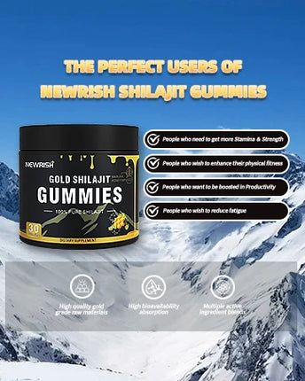 Gold Shilajit Gummies - Immune Support, Promotes Brain and Heart Health, Anti-aging, Benefits for Overall Well-being